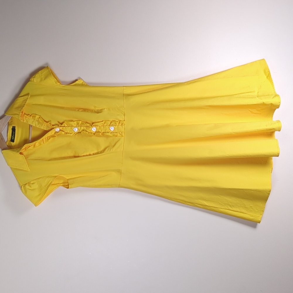 Wedtrend Cap Sleeve Ruffle Front Shirt Dress Bright Yellow XL